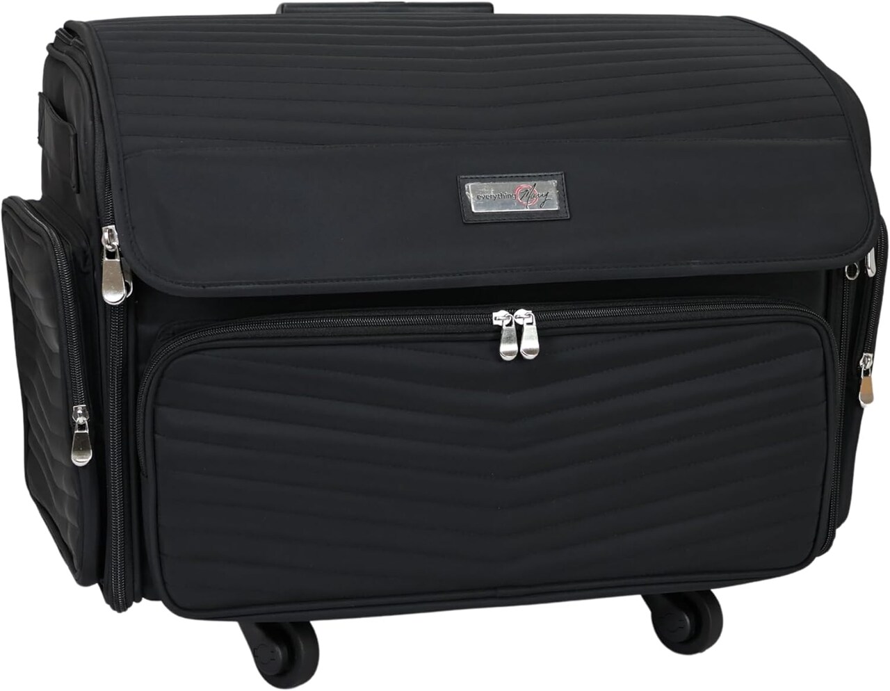 Everything Mary XL 4 Wheel Collapsible Rolling Sewing Machine Storage Case, Black